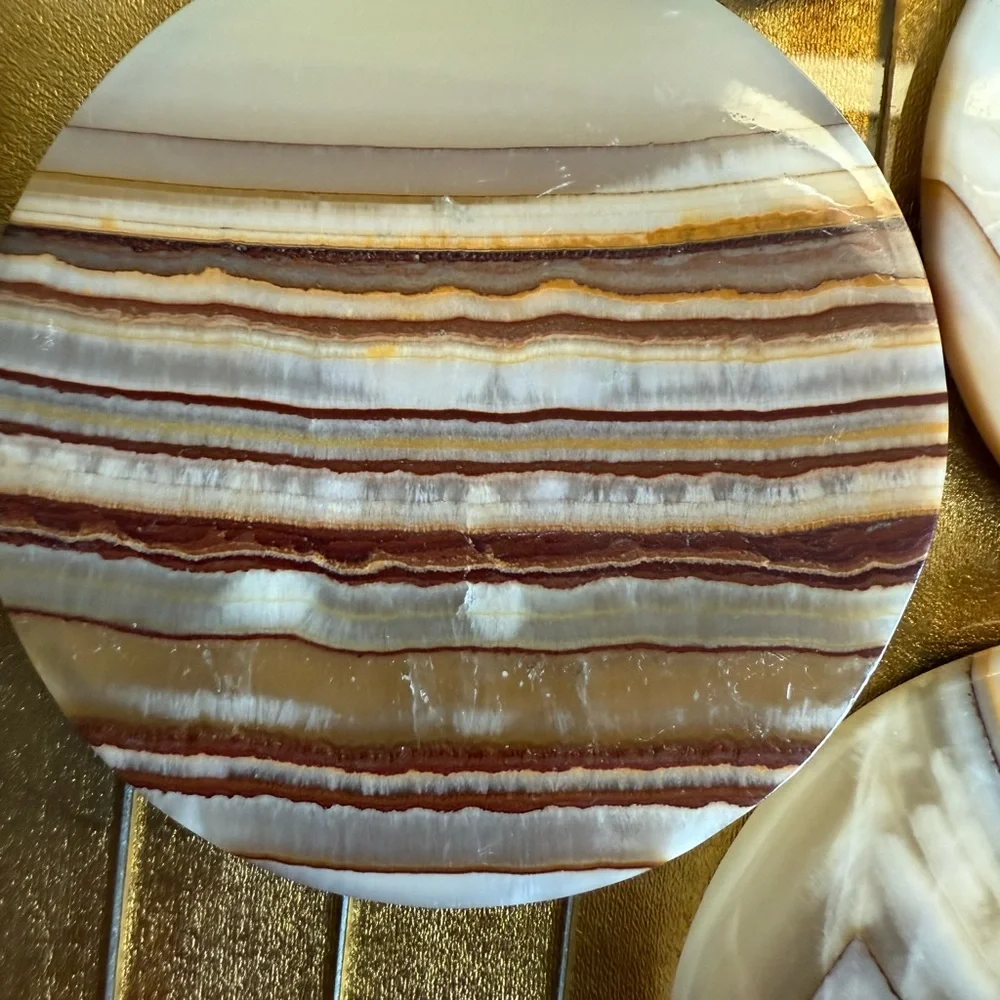 Italian agate marble round MCM coasters x4